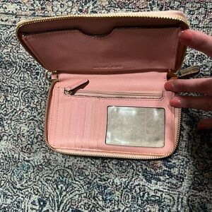 pink leather wallet